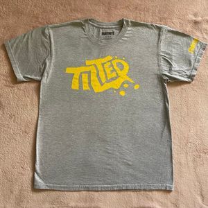 Fornite Yellow Tilted logo Boy’s Gray T-Shirt Size M